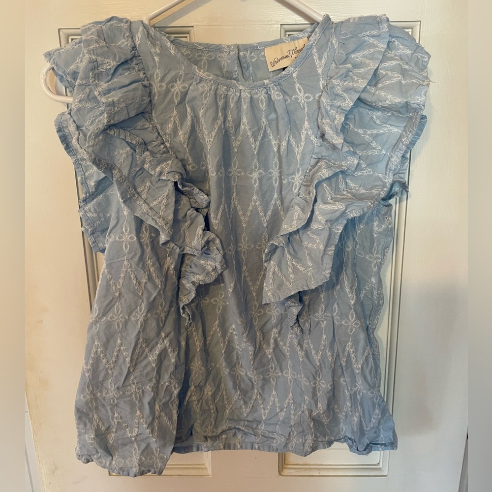 Blue and White Blouse